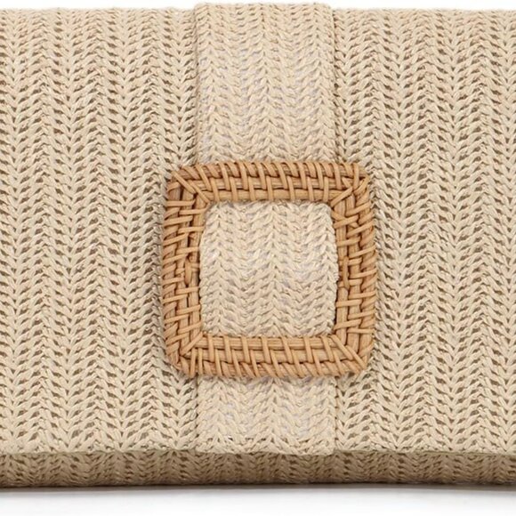 Straw Clutch Purse Women Rattan Evening Handbag Woven Beach Envelope - Picture 1 of 7